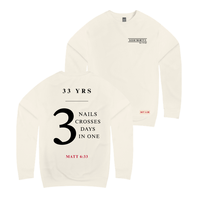 3 Nails, 3 Crosses, 3 Days, 3 in One Crewneck Sweatshirt [Ivory]