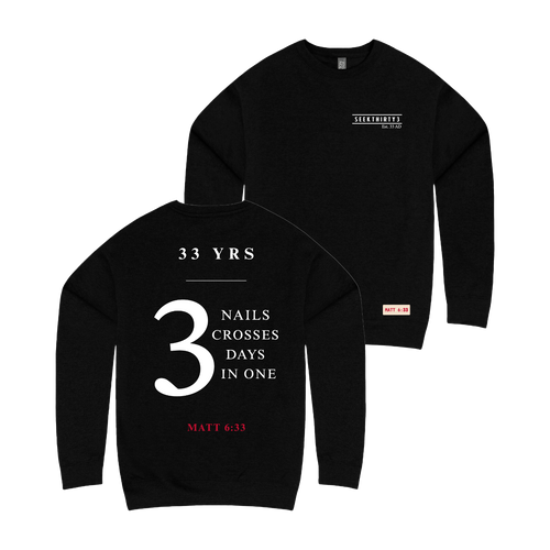 3 Nails, 3 Crosses, 3 Days, 3 in One Crewneck Sweatshirt [Black]