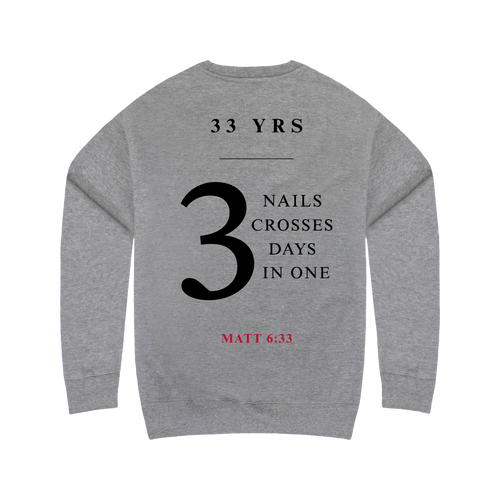 3 Nails, 3 Crosses, 3 Days, 3 in One Crewneck Sweatshirt [Carbon Gray]