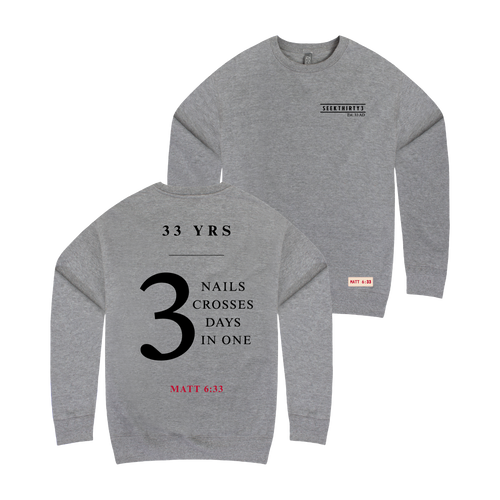 3 Nails, 3 Crosses, 3 Days, 3 in One Crewneck Sweatshirt [Carbon Gray]