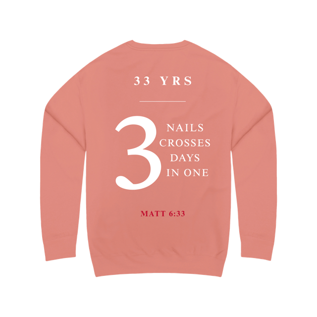 3 Nails, 3 Crosses, 3 Days, 3 in One Crewneck Sweatshirt [Dusty Rose]