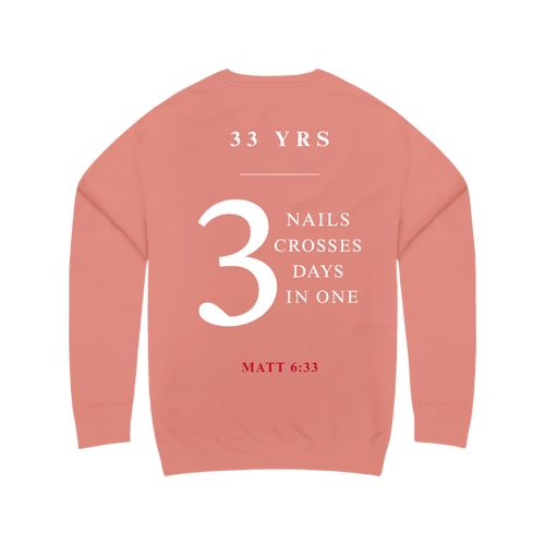 3 Nails, 3 Crosses, 3 Days, 3 in One Crewneck Sweatshirt [Dusty Rose]