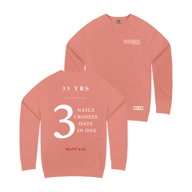 3 Nails, 3 Crosses, 3 Days, 3 in One Crewneck Sweatshirt [Dusty Rose]