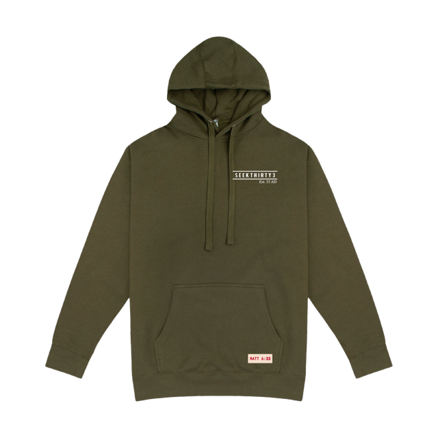 3 Nails, 3 Crosses, 3 Days, 3 in One Pullover Hoodie Sweatshirt [Military Green]
