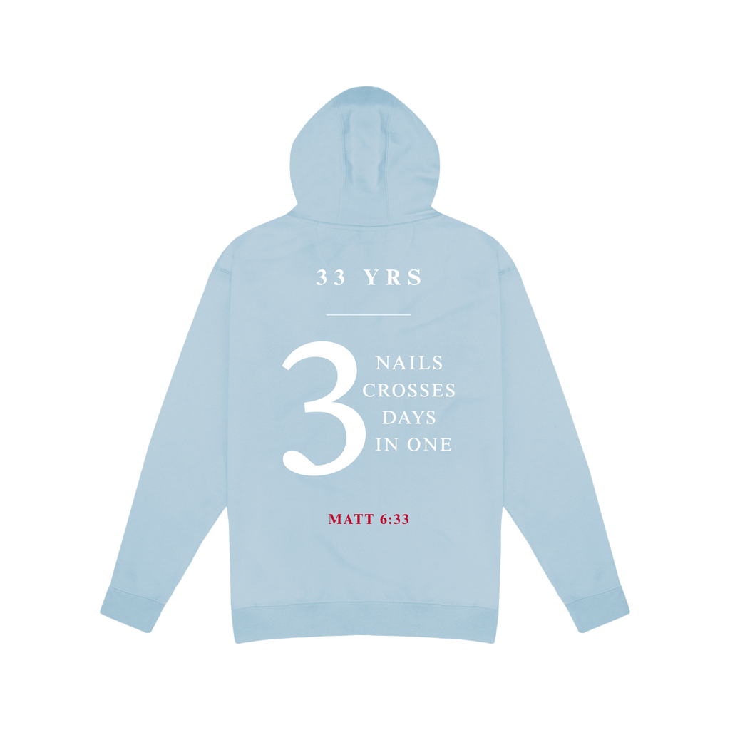 3 Nails, 3 Crosses, 3 Days, 3 in One Pullover Hoodie Sweatshirt [Light Blue]