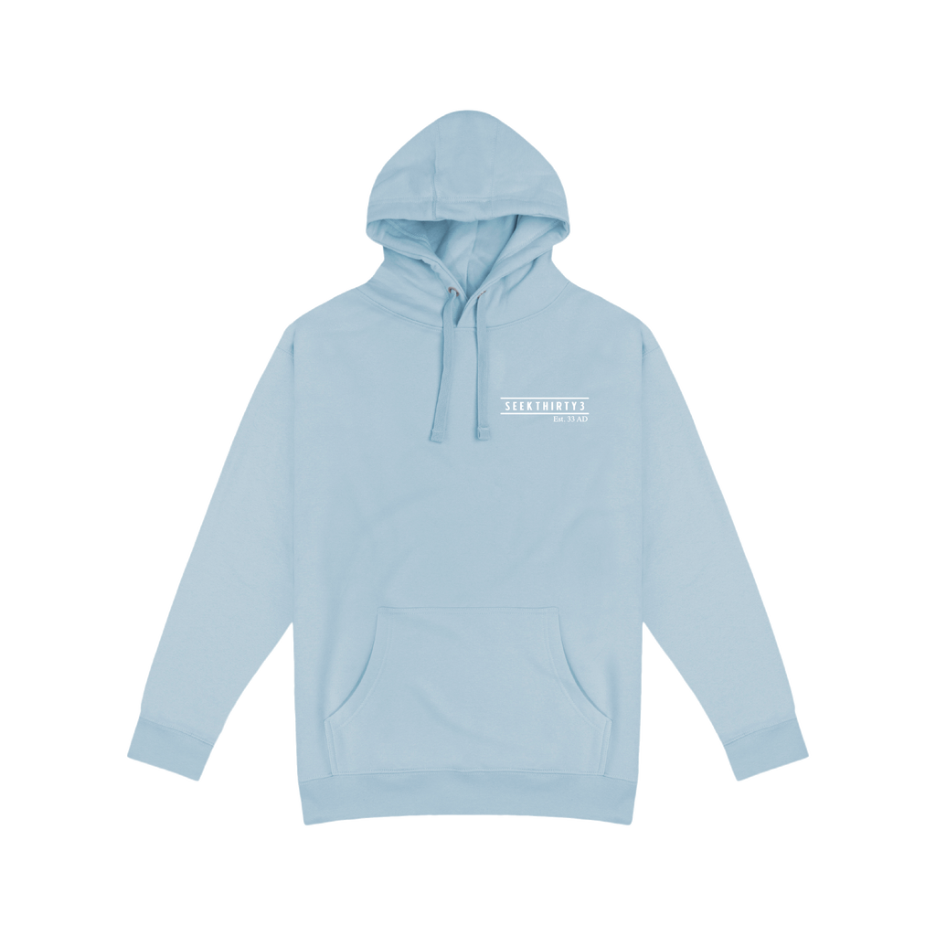 3 Nails, 3 Crosses, 3 Days, 3 in One Pullover Hoodie Sweatshirt [Light Blue]