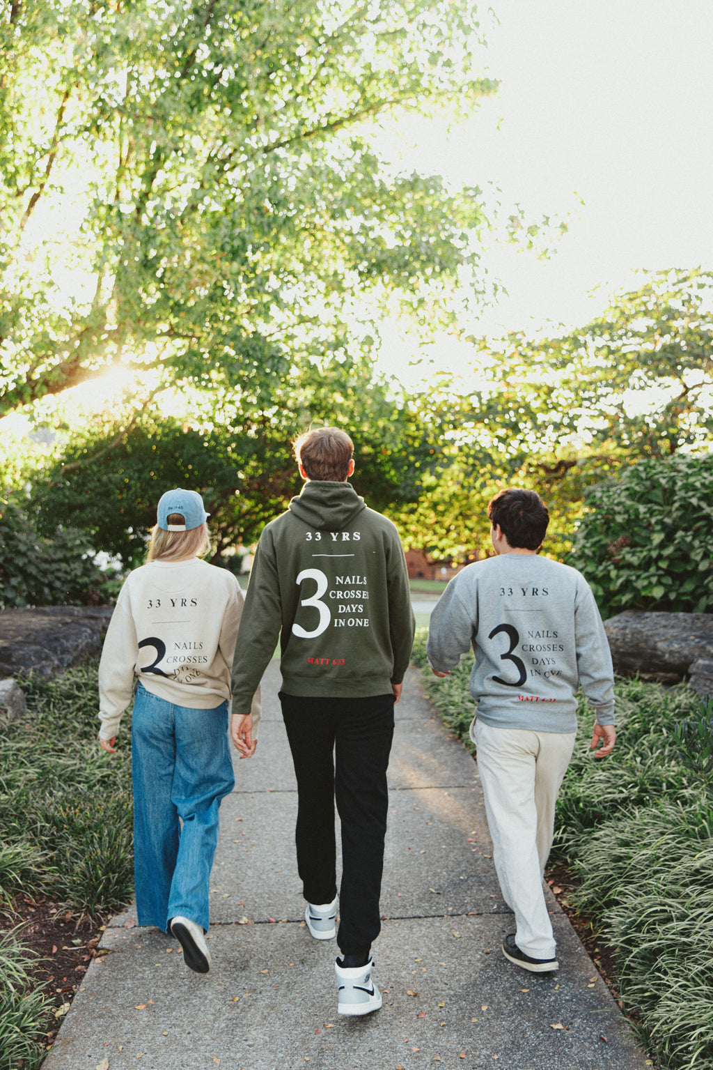 3 Nails, 3 Crosses, 3 Days, 3 in One Pullover Hoodie Sweatshirt [Military Green]