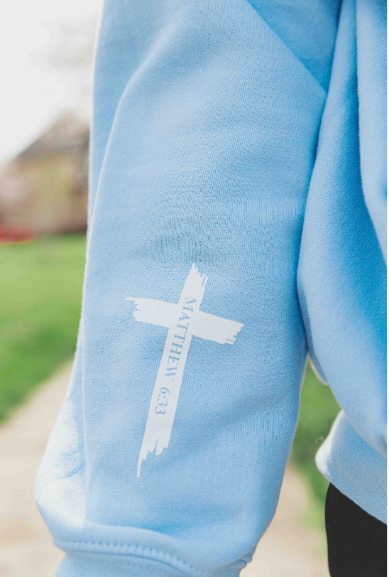 SEEK Varsity Puffy Hoodie Sweatshirt [Light Blue]